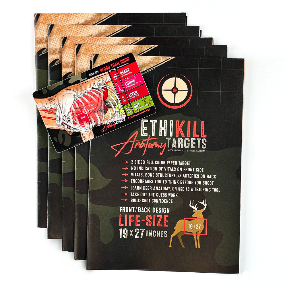 5 Pack of 2 Sided Deer Targets - 19x27 Inches