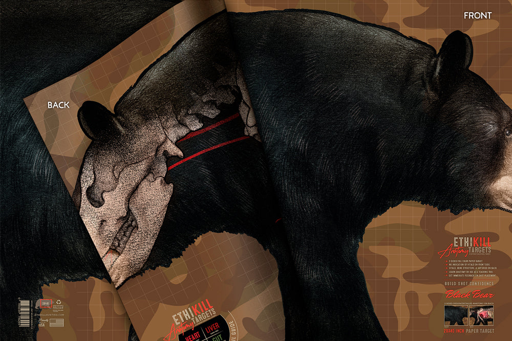 3 Pack of 2 Sided Black Bear Targets - 27x39 Inches