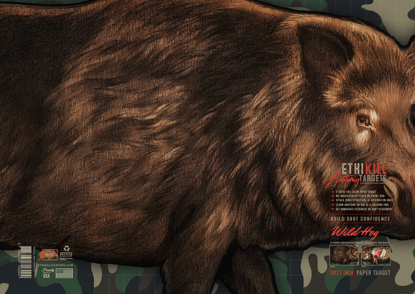 5 Pack of 2 Sided Wild Hog Targets - 18x26 Inches