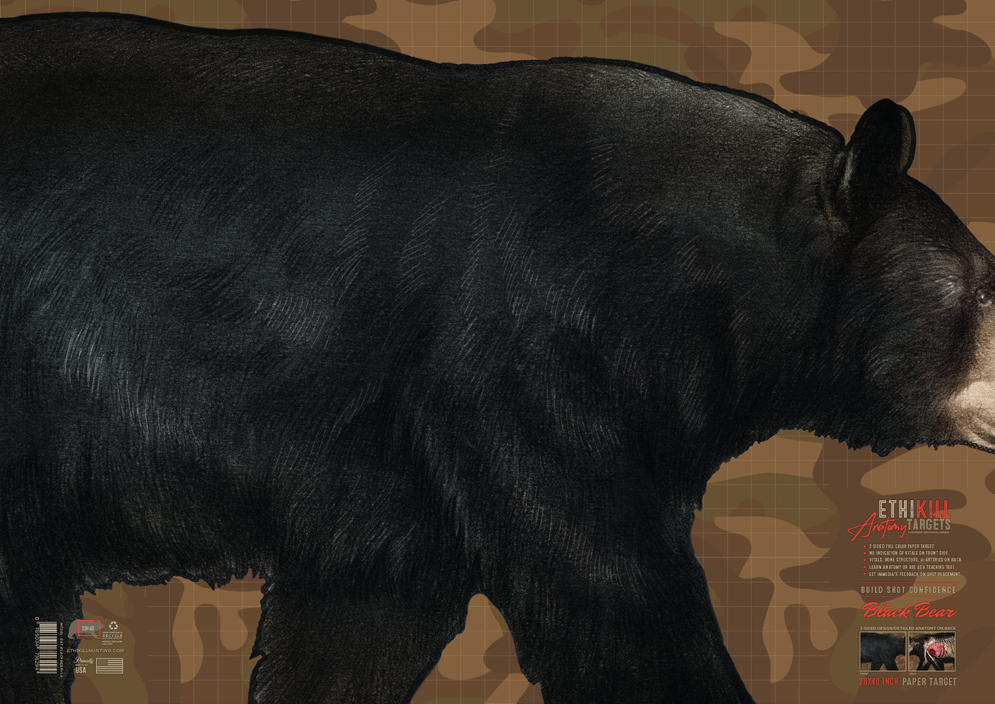 3 Pack of 2 Sided Black Bear Targets - 27x39 Inches