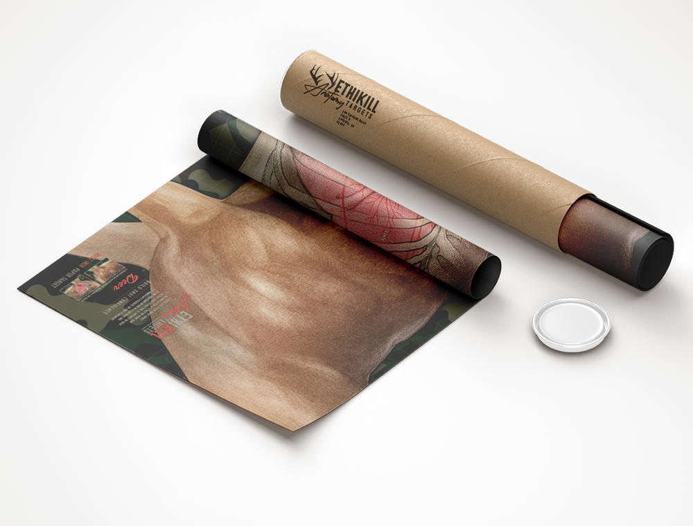 Whitetail deer targets rolled and shipped in a protective tube
