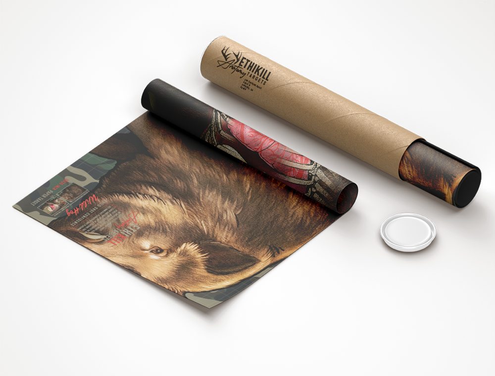 Wild hog targets rolled and shipped in a protective tube